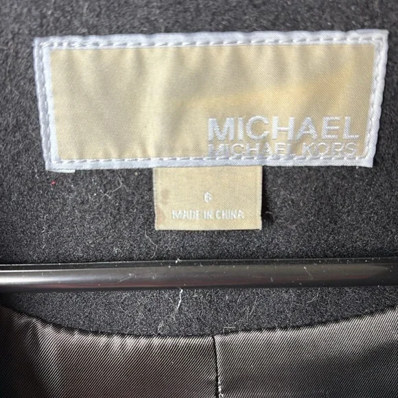 MICHAEL Michael Kors Black Pea Coat with Gold Buttons - Picture 2 of 5